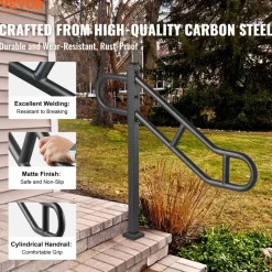 VEVOR Single Post Handrail for Outdoor 1-3 Steps, 40.5