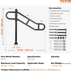 VEVOR Single Post Handrail for Outdoor 1-3 Steps, 40.5