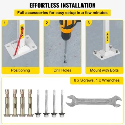 VEVOR Single Post Handrail White Wrought Iron Post Mount Step Grab Supports Fits 1 or 2 Steps Grab Rail Single Post Railing