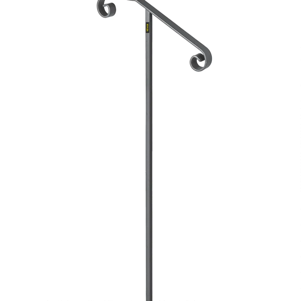 VEVOR Single Post Handrail Wrought Iron Post Mount Step Grab Supports in Ground Long Post Fits 1 or 2 Steps Grab Rail Single Post Railing (Gray)