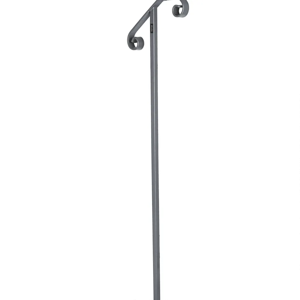 VEVOR Single Post Handrail Wrought Iron Post Mount Step Grab Supports in Ground Long Post Fits 1 or 2 Steps Grab Rail Single Post Railing (Gray)