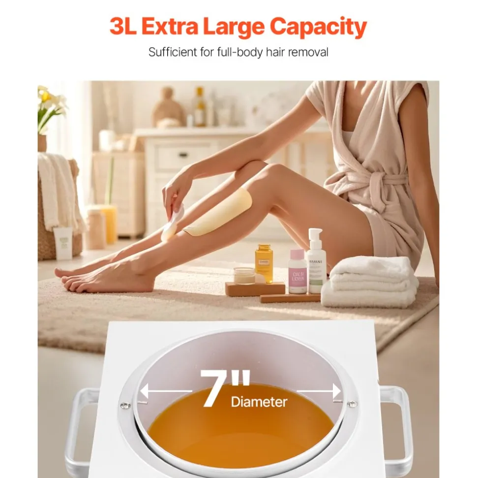 VEVOR Single Pot Wax Warmer, 3000ML 300W Professional Wax Warmer for Hair Removal, 32 ℉ - 212℉ Adjustable Electric Waxing Heater with 100PCS Waxing Sticks for Home Use, Beauty Salon, Spa