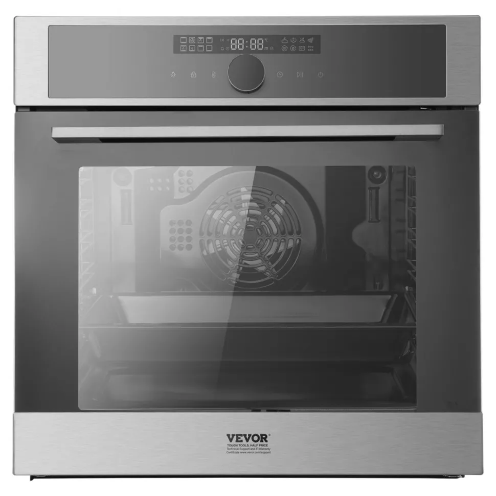 VEVOR Single Wall Oven, 24" Electric Built-in Wall Oven with 16 Cooking Functions, 2.68 Cu.Ft Electric Wall Ovens with Timer, 3150W Electric Oven with Baking Rack and Tray, for Kitchen