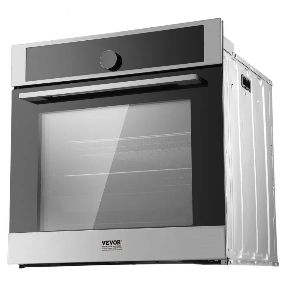 VEVOR Single Wall Oven, 24" Electric Built-in Wall Oven with 16 Cooking Functions, 2.68 Cu.Ft Electric Wall Ovens with Timer, 3150W Electric Oven with Baking Rack and Tray, for Kitchen