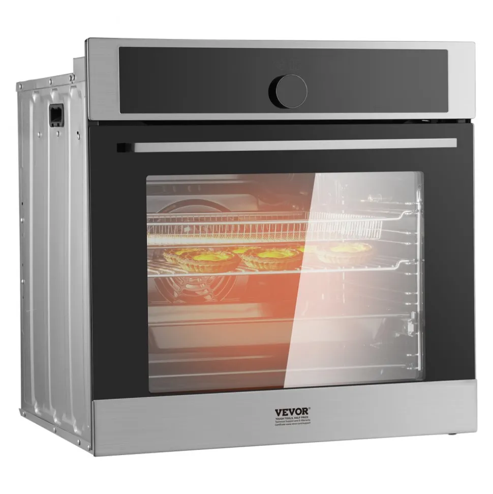 VEVOR Single Wall Oven, 24" Electric Built-in Wall Oven with 16 Cooking Functions, 2.68 Cu.Ft Electric Wall Ovens with Timer, 3150W Electric Oven with Baking Rack and Tray, for Kitchen