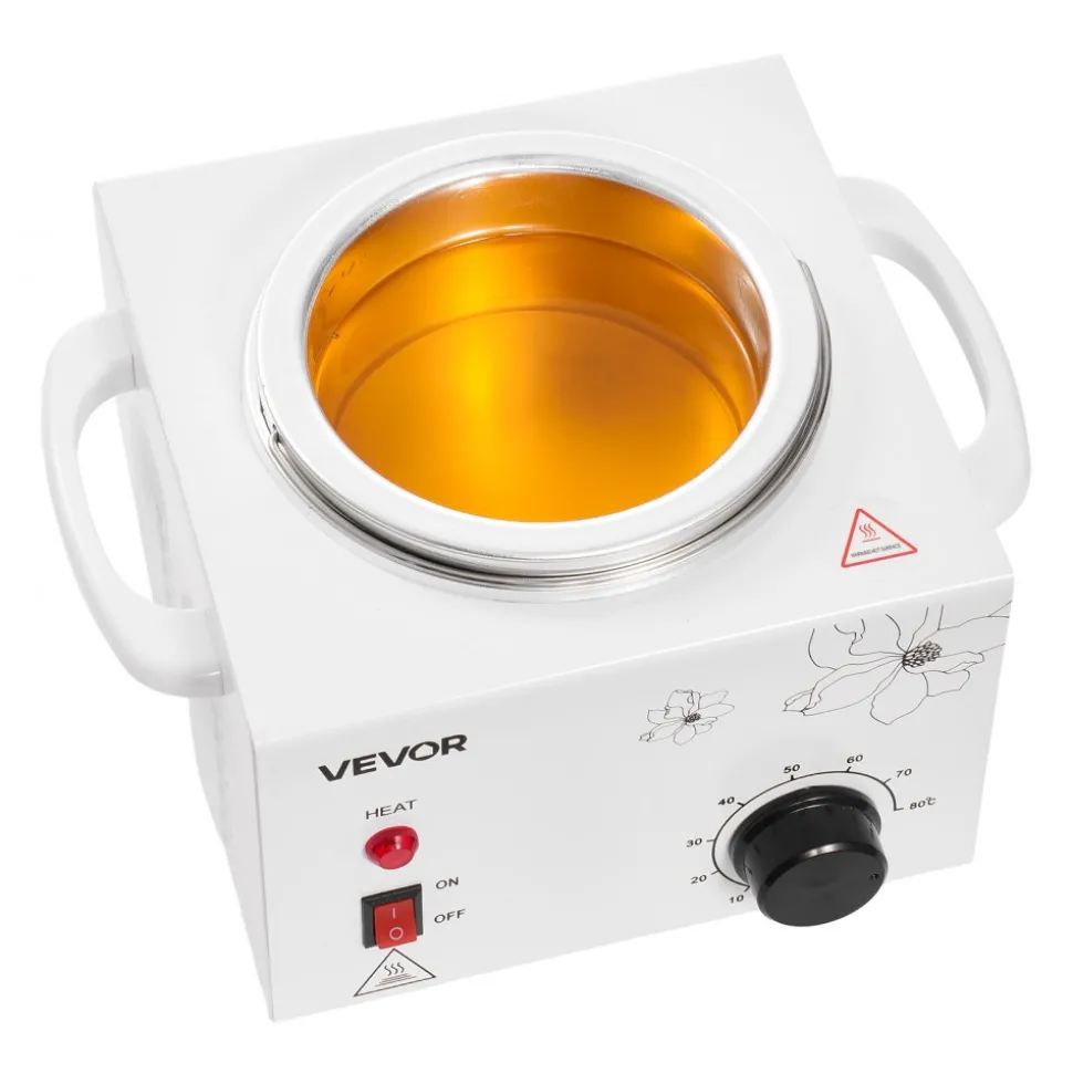 VEVOR Single Wax Warmer, 600ML Professional Wax Warmer for Hair Removal, 32 ℉ to 176℉ Adjustable Electric Waxing Heater Pot with 100PCS Waxing Sticks for Home Use, Beauty Salon, Spa