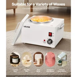 VEVOR Single Wax Warmer, 3000ML 300W Professional Wax Warmer for Hair Removal, 32 ℉- 248 ℉ Adjustable & Non-Stick Waxing Heater Pot with 100PCS Waxing Sticks for Home Use, Beauty Salon, Spa