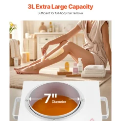VEVOR Single Wax Warmer, 3000ML 300W Professional Wax Warmer for Hair Removal, 32 ℉ to 248 ℉ Adjustable Electric Waxing Heater Pot with 100PCS Sticks & 50PCS Papers for Home Use, Beauty Salon, Spa