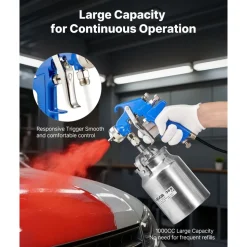 VEVOR Siphon Feed Spray Gun, High Atomization Air Paint Spray Gun, 1000cc Automotive Paint Sprayer with 1.8 mm Nozzle, Adjustable Flow Rate & Air Volume for Car, Furniture, Wall, House Painting
