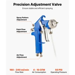 VEVOR Siphon Feed Spray Gun, High Atomization Air Paint Spray Gun, 1000cc Automotive Paint Sprayer with 1.8 mm Nozzle, Adjustable Flow Rate & Air Volume for Car, Furniture, Wall, House Painting