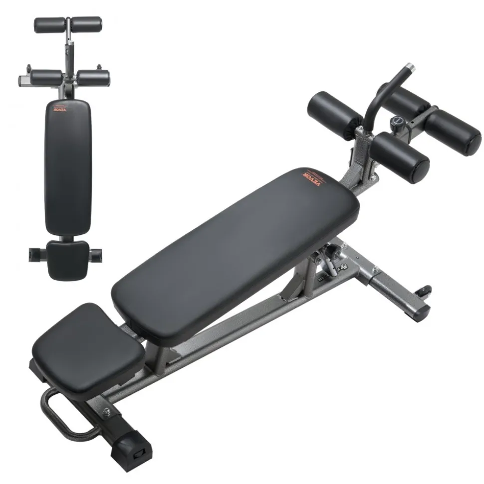 VEVOR Sit Up Bench, Decline Ab Bench with Reverse Crunch Handle, with 4 Adjustable Height Settings, Heavy Duty Steel, 1000 Lbs Capacity, for Home Gym Workouts, Strength Training, Full Body Muscles