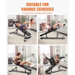 VEVOR Sit Up Bench, Decline Ab Bench with Reverse Crunch Handle, with 4 Adjustable Height Settings, Heavy Duty Steel, 1000 Lbs Capacity, for Home Gym Workouts, Strength Training, Full Body Muscles