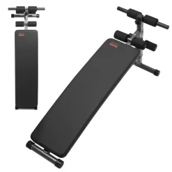 VEVOR Sit Up Bench, Folding Curved Decline Ab Bench, with 5 Adjustable Height Settings, Heavy-Duty Steel, Non-Slip Design, 500 Lbs Capacity for Home Gym Workouts, Strength Training, Full Body Muscles