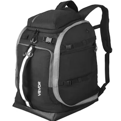 VEVOR Ski Boot Bag, 65L, Snowboard Boots Travel Backpack for Men Women, with Waterproof Exterior & Bottom, Durable 1680D Oxford, Bag for Skis, Snowboard, Helmet, Goggles, Gloves, Accessories (Black).