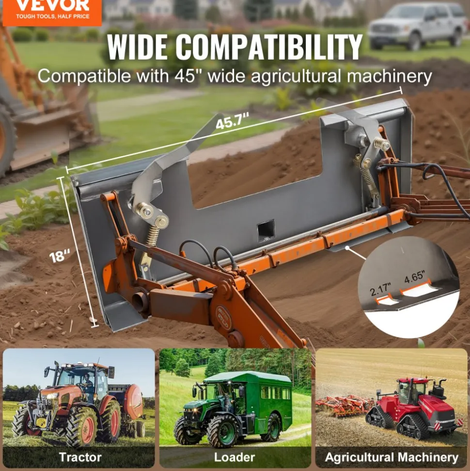 VEVOR Skid Steer Attachment Plate, 1/4" Thick Skid Steer Mount Plate with 2.28" Hitch Receiver, 3000 LBS Quick Attachment Loader Plates, Compatible with Deere, Kubota, Bobcat, Mahindra Steer, Tractor