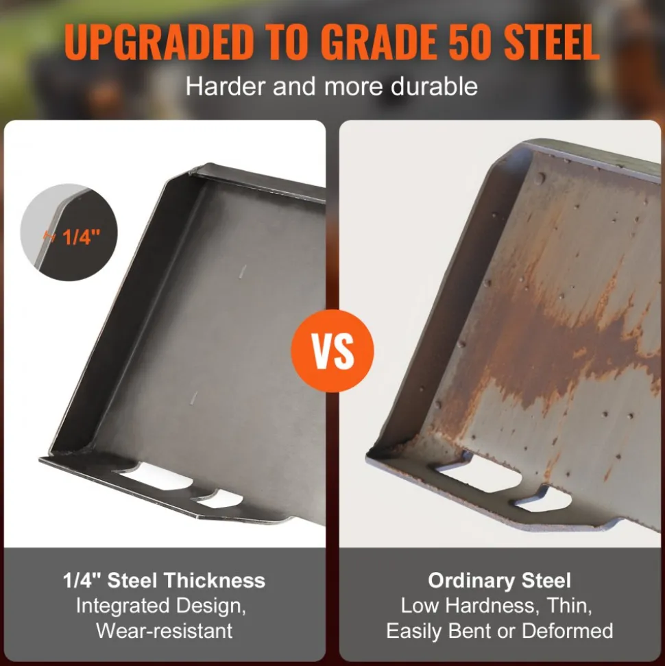 VEVOR Skid Steer Attachment Plate, 1/4" Thick Skid Steer Mount Plate with 2.28" Hitch Receiver, 3000 LBS Quick Attachment Loader Plates, Compatible with Deere, Kubota, Bobcat, Mahindra Steer, Tractor
