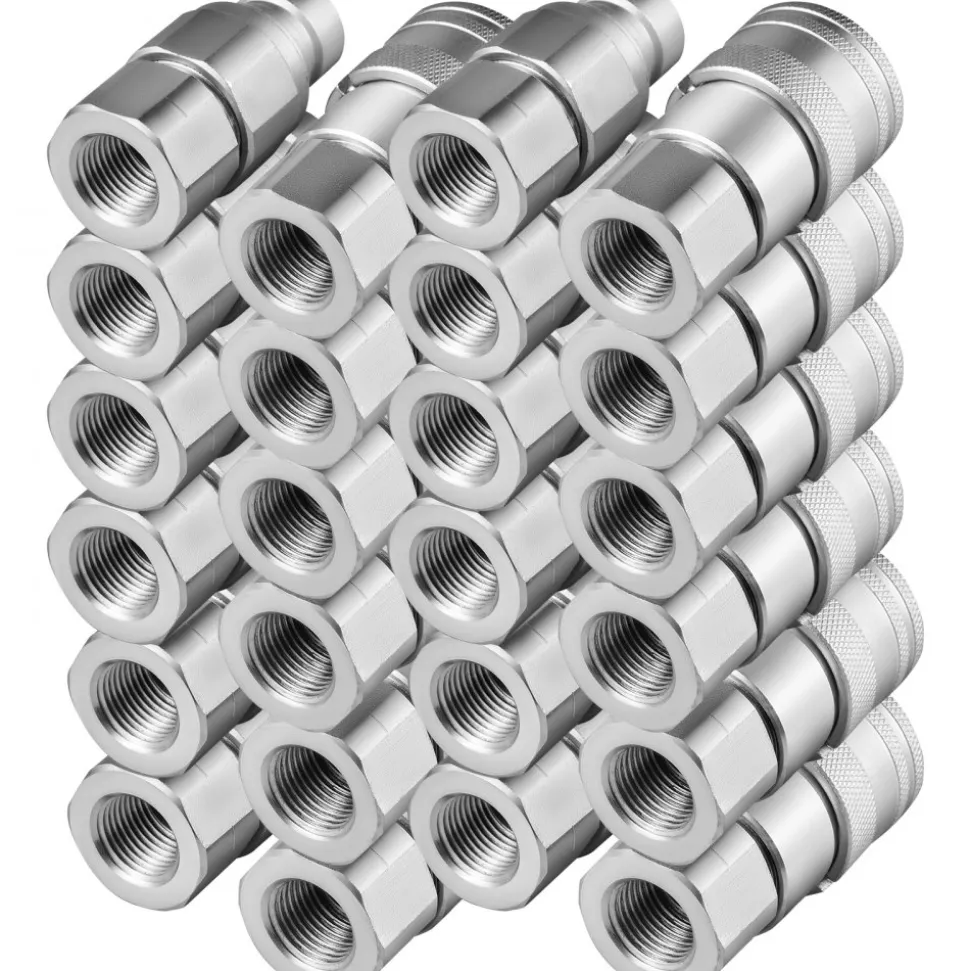 VEVOR Skid Steer Hydraulic Quick Connect 1/2" Body Hydraulic Coupler 1/2" NPT Hydraulic Coupling Quick Connect 2 Pairs Hydraulic Quick Coupler 27.6 MPa (ISO 16028) (12 Pairs)