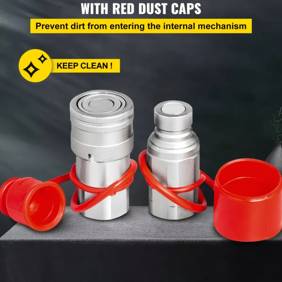 VEVOR Skid Steer Hydraulic Quick Connect 1/2" Body Hydraulic Coupler 1/2" NPT Hydraulic Coupling Quick Connect 2 Pairs Hydraulic Quick Coupler 27.6 MPa (ISO 16028) (12 Pairs)