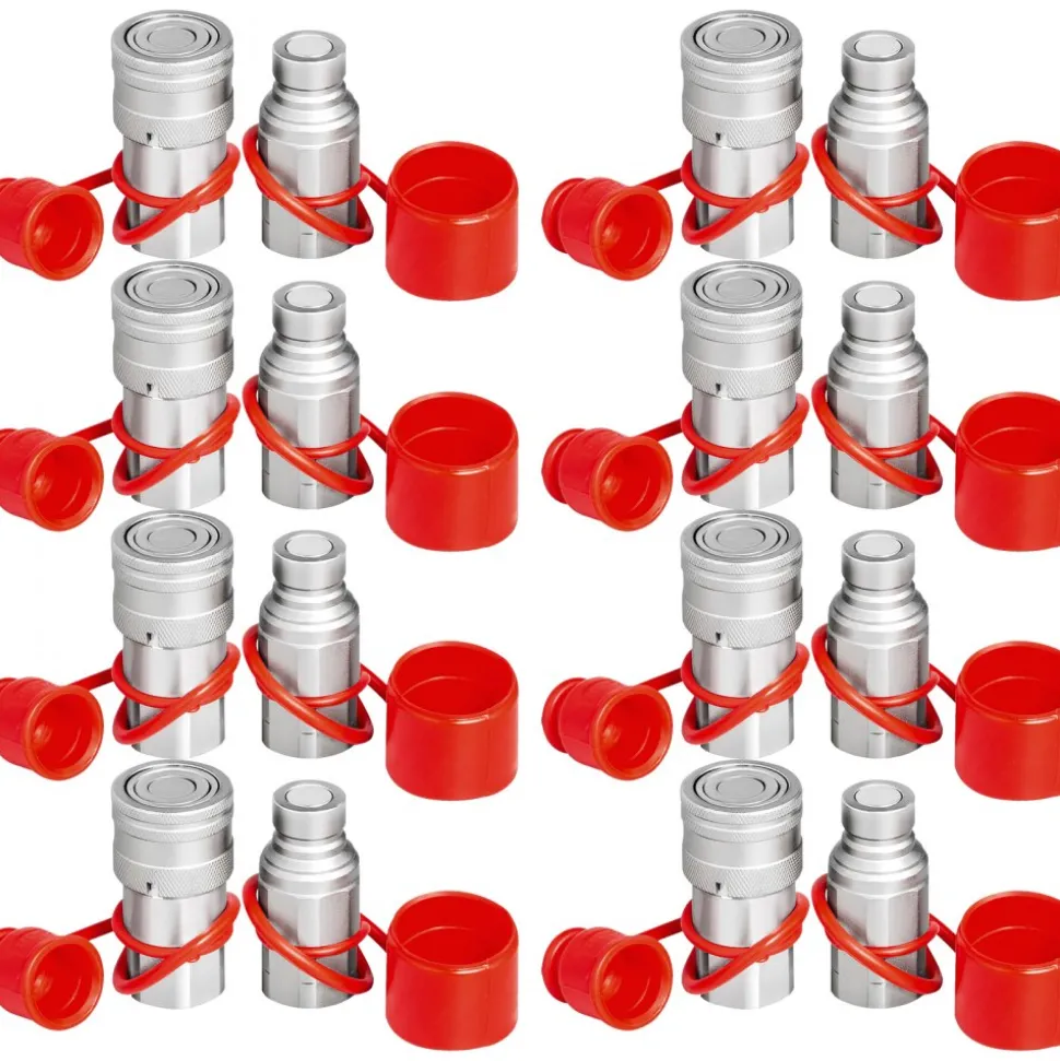 VEVOR Skid Steer Hydraulic Quick Connect 1/2" Body Hydraulic Coupler 1/2" NPT Hydraulic Coupling Quick Connect 8 Pairs Hydraulic Quick Coupler 27.6 MPa (ISO 16028) (8 Pairs)
