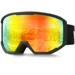 VEVOR Ski Goggles, Cylindrical Lens with Orange Revo Coating, OTG Anti fog Snow Goggles for Men Women Youth, TPU Frame & Ventilation Structure, Suitable for Skiing, Skating, Snowboarding, Cycling