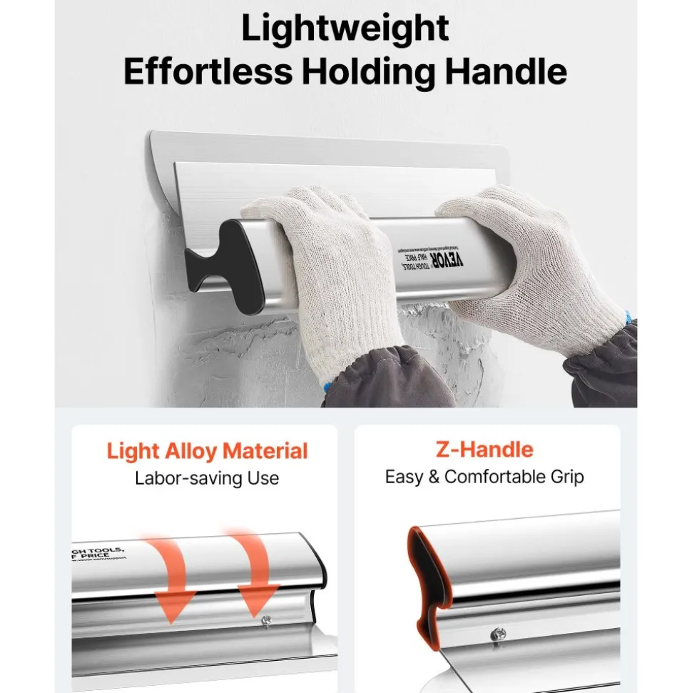 VEVOR Skimming Blade Set,10"+24"+32" Blades + 35"-78" Extension Handle,European Stainless Steel Construction Knife, Aluminum Blade Profile Smoothing Knockdown Spatula for Gyprock/Drywall/Wall-Boa