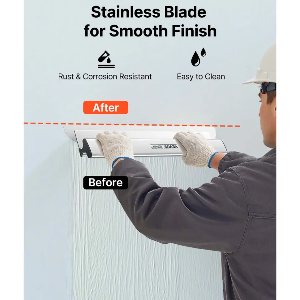 VEVOR Skimming Blade Set,10"+24"+32" Blades + 35"-78" Extension Handle,European Stainless Steel Construction Knife, Aluminum Blade Profile Smoothing Knockdown Spatula for Gyprock/Drywall/Wall-Boa