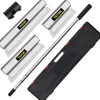 VEVOR Skimming Blade Set,25+40+60 cm Blades + 35"-78" Extension Handle，European Stainless Steel Construction Knife, Aluminum Blade Profile Smoothing Knockdown Spatula for Gyprock/Drywall/Wall-Boa