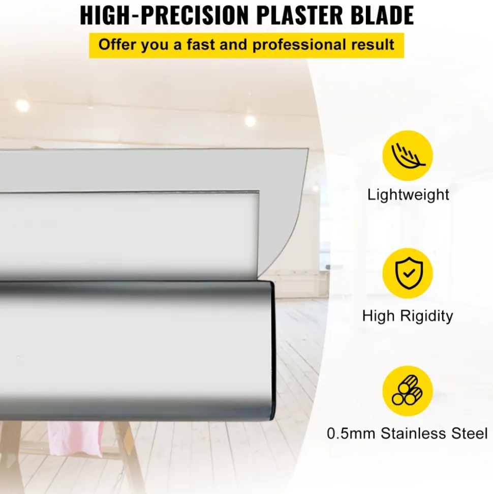 VEVOR Skimming Blade Set,25+40+60 cm Blades + 35"-78" Extension Handle,European Stainless Steel Construction Knife, Aluminum Blade Profile Smoothing Knockdown Spatula for Gyprock/Drywall/Wall-Boa
