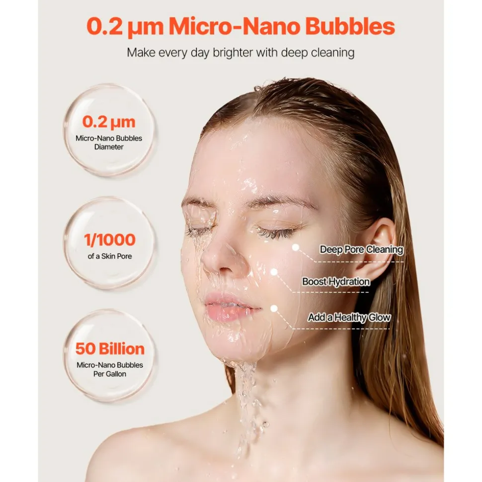 VEVOR Skincare Water Filter, Faucet Mount Water Filters with Micro-nano Bubble for Skin, Sink Tap Purifier, Removes Chlorine with 1 Filter, for Kitchen and Bathroom Faucets, White + Gold