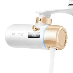 VEVOR Skincare Water Filter, Faucet Mount Water Filters with Micro-nano Bubble for Skin, Sink Tap Purifier, Removes Chlorine with 1 Filter, for Kitchen and Bathroom Faucets, White + Gold
