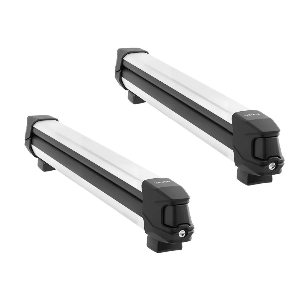 VEVOR Ski & Snowboard Roof Rack, Carry up to 6 Pairs of Skis or 4 Snowboards, 2 PCS Aluminum Universal Car Roof Rack Top Holder with Lock & Rubber Padding for Fishing Rod, Fit Most Slotted Crossbars