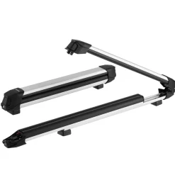 VEVOR Ski & Snowboard Roof Rack, Carry up to 6 Pairs of Skis or 4 Snowboards, 2 PCS Aluminum Universal Car Roof Rack Top Holder with Lock & Rubber Padding for Fishing Rod, Fit Most Slotted Crossbars