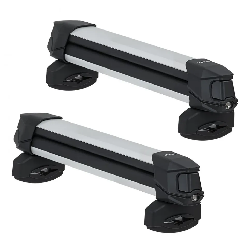 VEVOR Ski & Snowboard Roof Rack, Carry up to 4 Pairs of Skis or 2 Snowboards, 2 PCS Aluminum Universal Car Roof Rack Top Holder with Lock & Rubber Padding, Carrier for Fishing Rod, Fit Most Crossbars