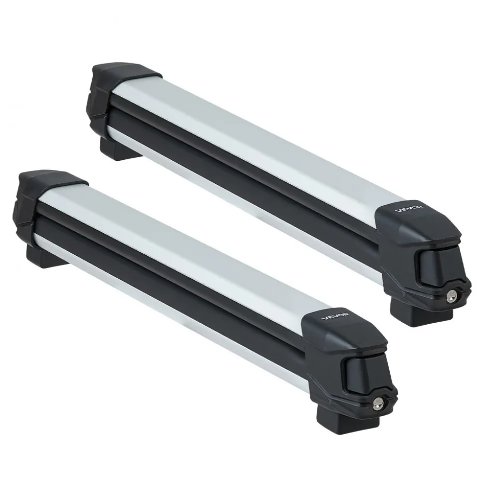 VEVOR Ski & Snowboard Roof Rack, Carry up to 6 Pairs of Skis or 4 Snowboards, 2 PCS Aluminum Universal Car Roof Rack with Lock & Rubber Padding, Carrier for Fishing Rod, Fit Most Slotted Crossbars