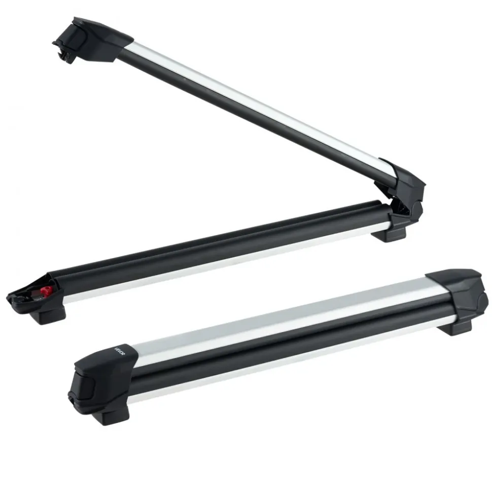 VEVOR Ski & Snowboard Roof Rack, Carry up to 6 Pairs of Skis or 4 Snowboards, 2 PCS Aluminum Universal Car Roof Rack with Lock & Rubber Padding, Carrier for Fishing Rod, Fit Most Slotted Crossbars