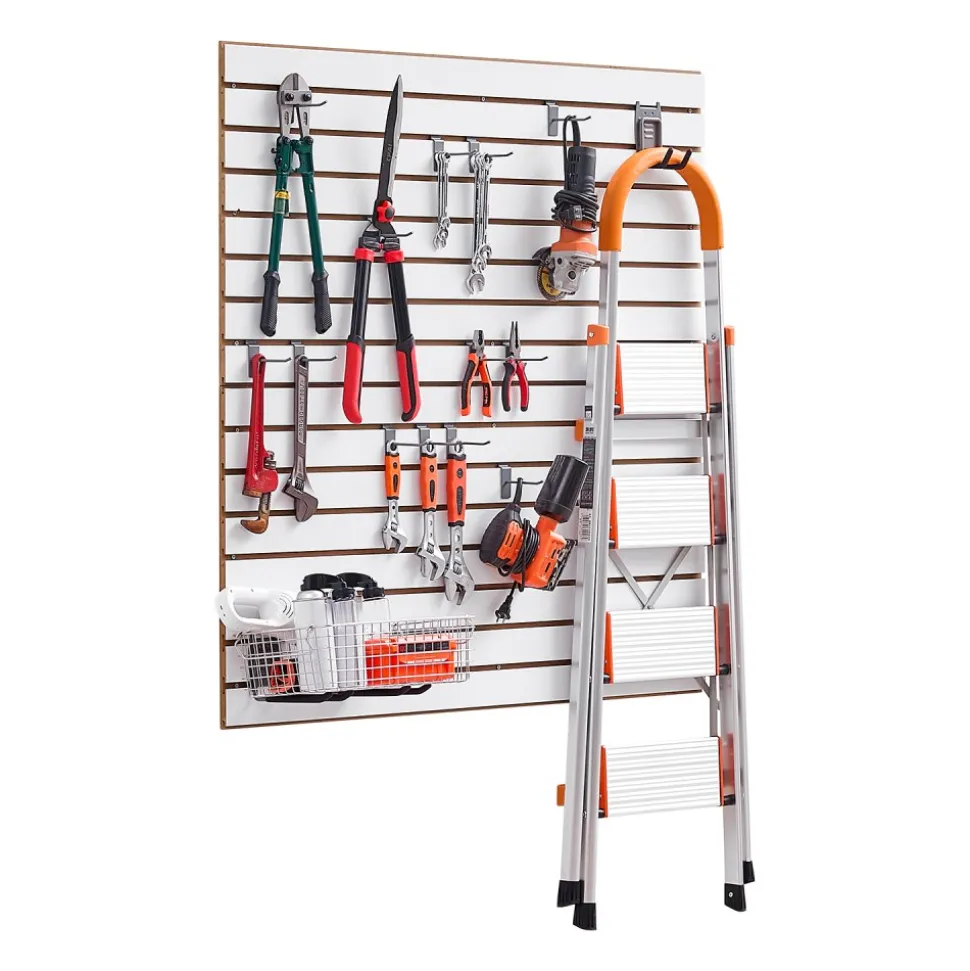 VEVOR Slat Wall Paneling, 4 x 4 ft, MDF Garage Slatwall with Modular Design, White Slat Wall Easy-to-Install Adjustable Slatwall Panel with Coupling Structure & DIY Cutting, Fits for Storage & Display
