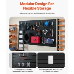 VEVOR Slat Wall Paneling, 8 x 4 ft, PVC Garage Slatwall with Modular Design, Black Slat Wall Easy-to-Install Adjustable Slatwall Panel with Coupling Structure & DIY Cutting, Fits for Storage & Display