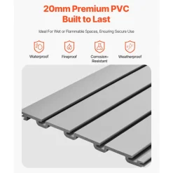 VEVOR Slat Wall Paneling, 8 x 4 ft, PVC Garage Slatwall with Modular Design, Grey Slat Wall Easy-to-Install Adjustable Slatwall Panel with Coupling Structure & DIY Cutting, Fits for Storage & Display