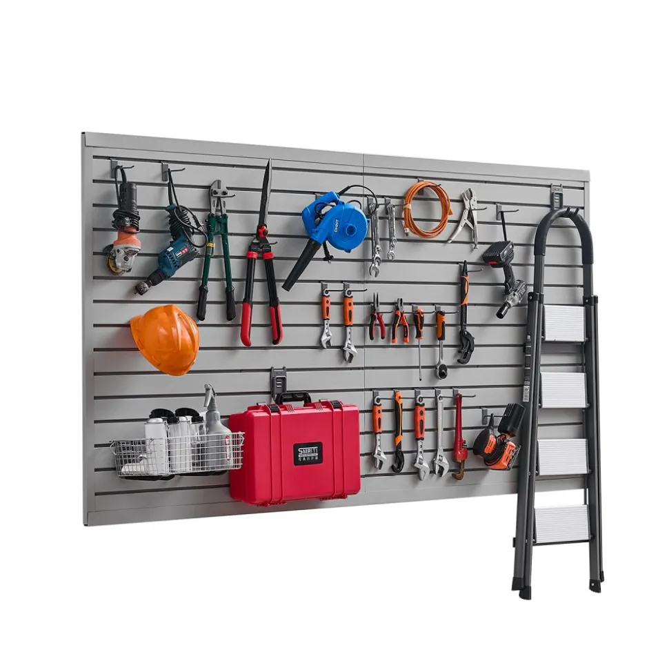 VEVOR Slat Wall Paneling, 8 x 4 ft, PVC Garage Slatwall with Modular Design, Grey Slat Wall Easy-to-Install Adjustable Slatwall Panel with Coupling Structure & DIY Cutting, Fits for Storage & Display