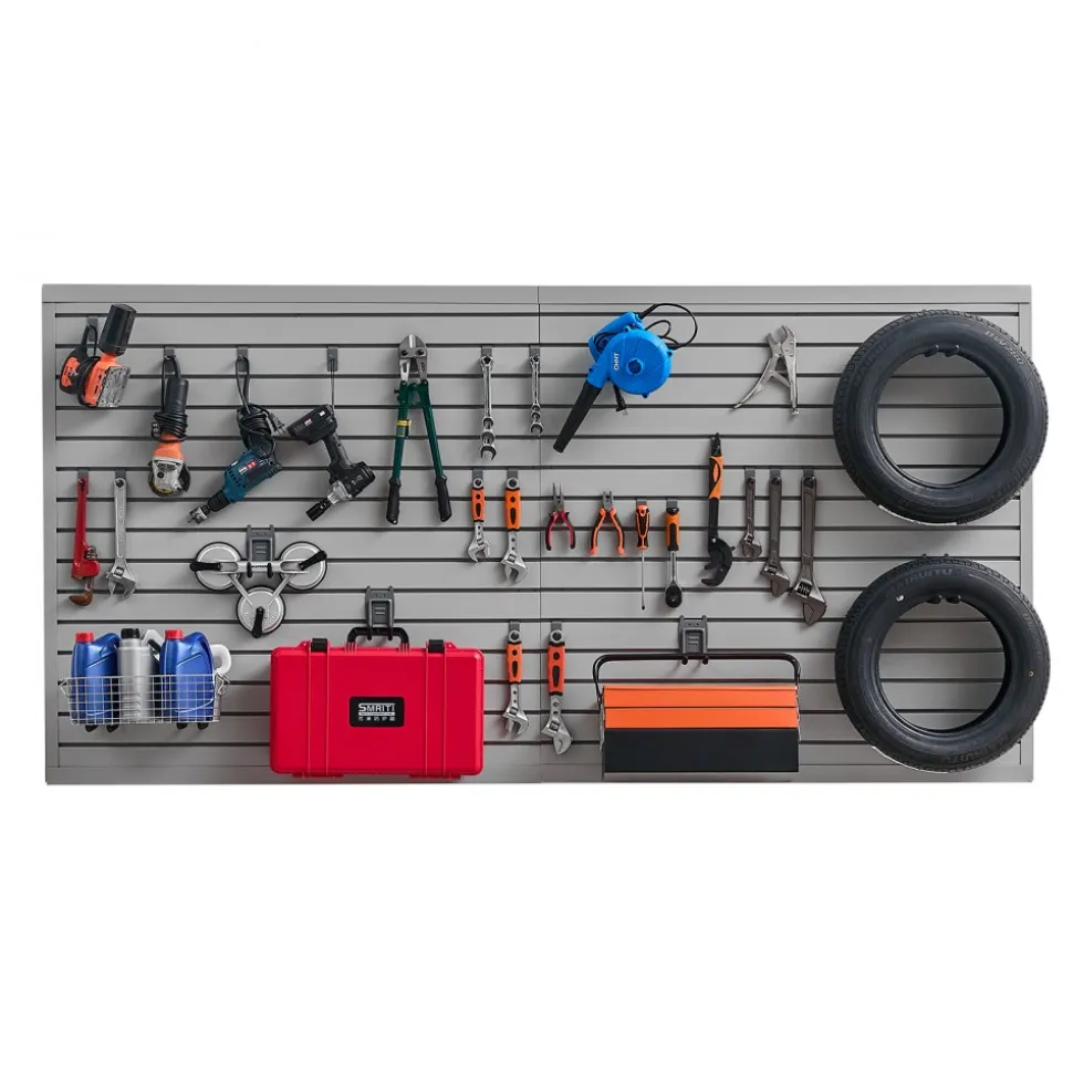 VEVOR Slat Wall Paneling, 8 x 4 ft, PVC Garage Slatwall with Accessories, Grey Slat Wall Easy-to-Install Adjustable Slatwall Panel with Coupling Structure & DIY Cutting, Fits for Storage & Display