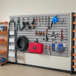 VEVOR Slat Wall Paneling, 8 x 4 ft, PVC Garage Slatwall with Accessories, Grey Slat Wall Easy-to-Install Adjustable Slatwall Panel with Coupling Structure & DIY Cutting, Fits for Storage & Display