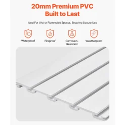 VEVOR Slat Wall Paneling, 4 x 4 ft, PVC Garage Slatwall with Modular Design, White Slat Wall Easy-to-Install Adjustable Slatwall Panel with Coupling Structure & DIY Cutting, Fits for Storage & Display