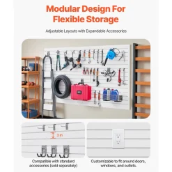 VEVOR Slat Wall Paneling, 8 x 4 ft, PVC Garage Slatwall with Modular Design, White Slat Wall Easy-to-Install Adjustable Slatwall Panel with Coupling Structure & DIY Cutting, Fits for Storage & Display