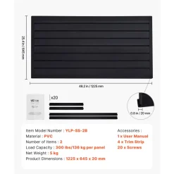 VEVOR Slat Wall Paneling, 2 x 4 ft, PVC Garage Slatwall with Modular Design, Black Slat Wall Easy-to-Install Adjustable Slatwall Panel with Coupling Structure & DIY Cutting, Fits for Storage & Display