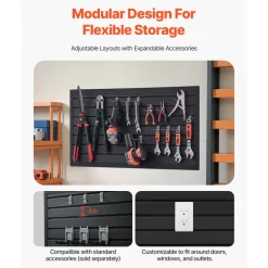 VEVOR Slat Wall Paneling, 2 x 4 ft, PVC Garage Slatwall with Modular Design, Black Slat Wall Easy-to-Install Adjustable Slatwall Panel with Coupling Structure & DIY Cutting, Fits for Storage & Display