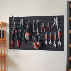 VEVOR Slat Wall Paneling, 2 x 4 ft, PVC Garage Slatwall with Modular Design, Black Slat Wall Easy-to-Install Adjustable Slatwall Panel with Coupling Structure & DIY Cutting, Fits for Storage & Display