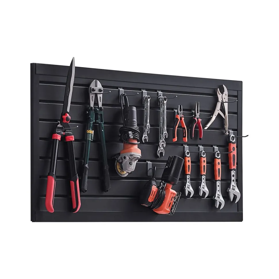 VEVOR Slat Wall Paneling, 2 x 4 ft, PVC Garage Slatwall with Modular Design, Black Slat Wall Easy-to-Install Adjustable Slatwall Panel with Coupling Structure & DIY Cutting, Fits for Storage & Display