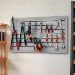VEVOR Slat Wall Paneling, 2 x 4 ft, PVC Garage Slatwall with Modular Design, Grey Slat Wall Easy-to-Install Adjustable Slatwall Panel with Coupling Structure & DIY Cutting, Fits for Storage & Display