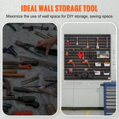 VEVOR Slatwall Panels, 4 ft x 2 ft Black Garage Wall Panels 24
