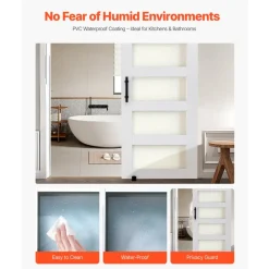 VEVOR Sliding Barn Door, 36 x 84 inch, High-Strength MDF Panel and Glass, Barn Door with Hardware Kit, Water-Proof PVC Surface, Easy to Install, H-Frame, Smoothly and Quietly Sliding for Living Room